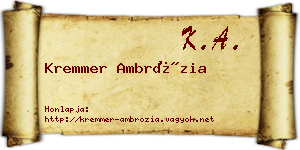 Kremmer Ambrózia névjegykártya